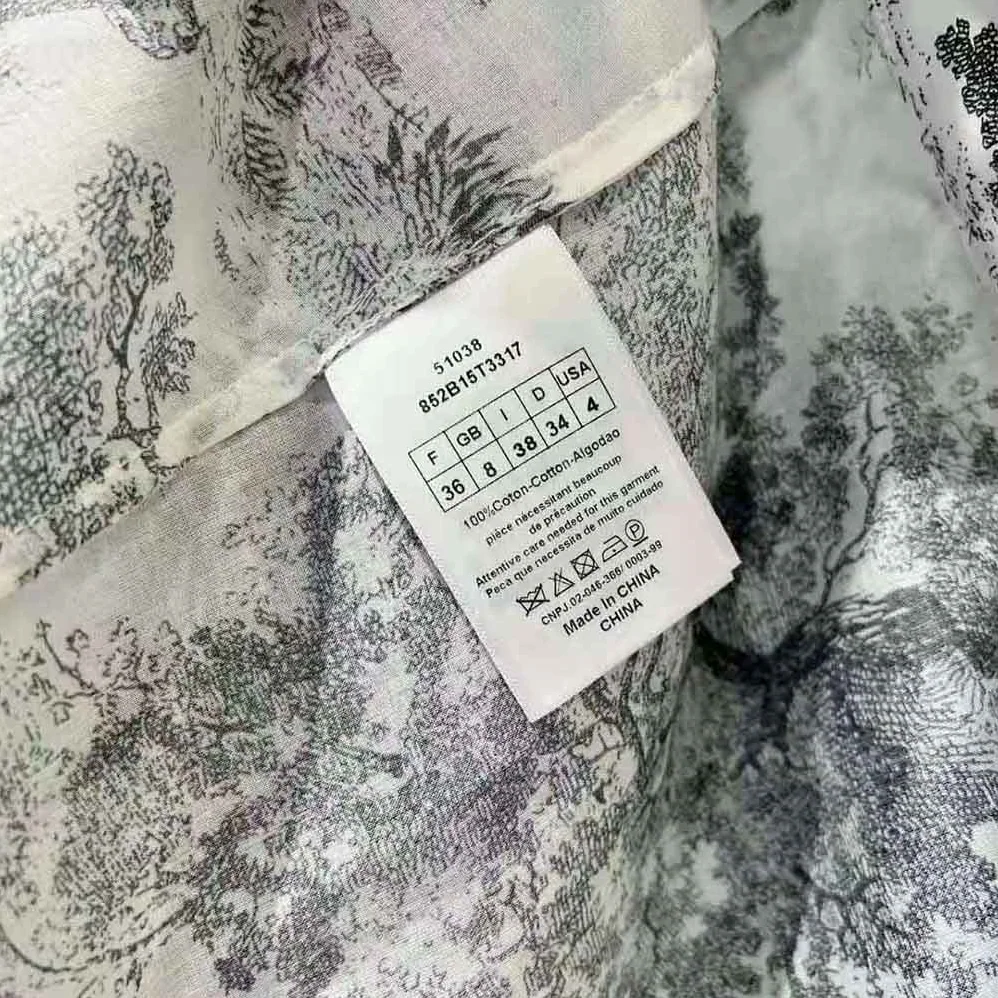 Dior Mid-Length Shirt Dress White and Navy Blue Toile de Jouy Cotton Voile for Women Dior Mid-Length Shirt Dress White and Navy Blue Toile de Jouy Cotton Voile for Women