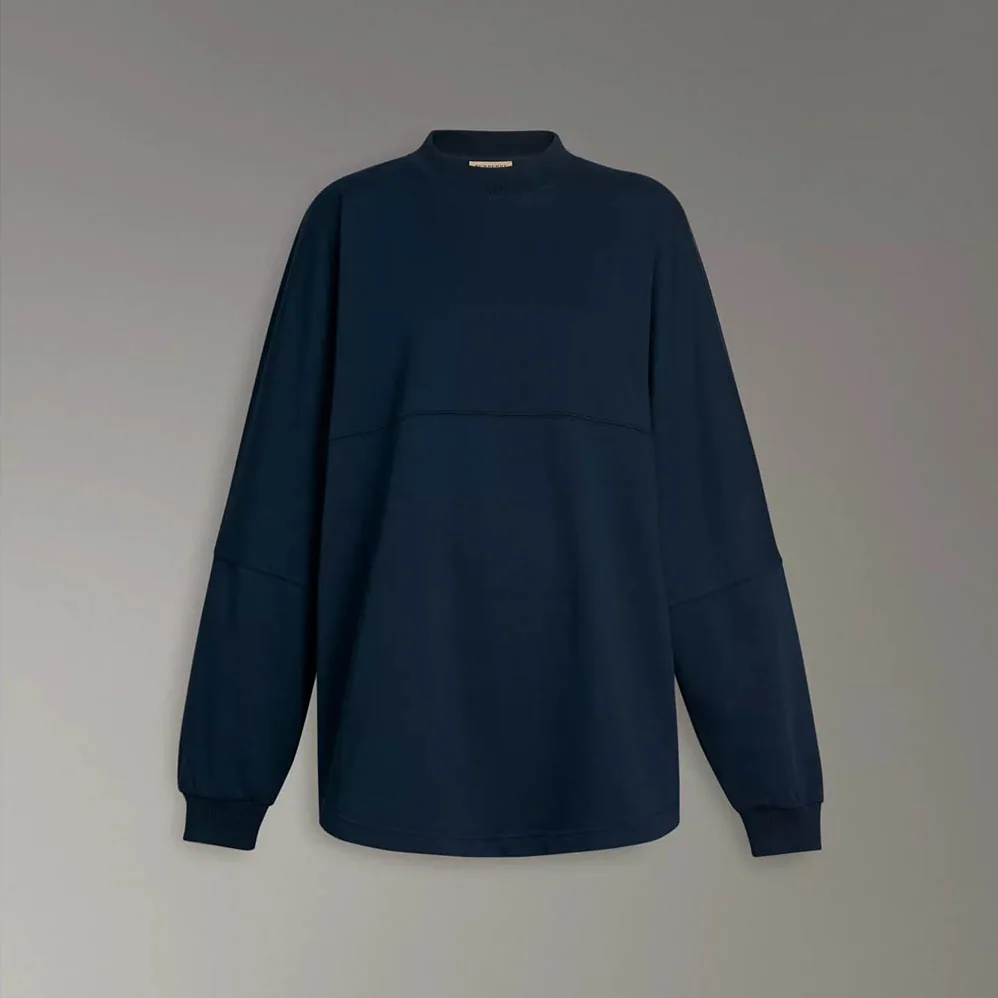 Burberry Logo Print Cotton Oversized Top for Men in Navy Burberry Logo Print Cotton Oversized Top for Men in Navy