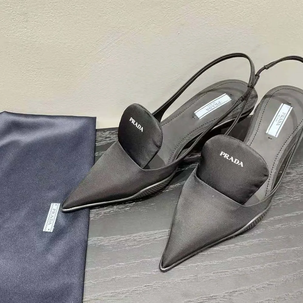 Prada Nylon Gabardine Slingback Pumps for Women in Black Prada Nylon Gabardine Slingback Pumps for Women in Black