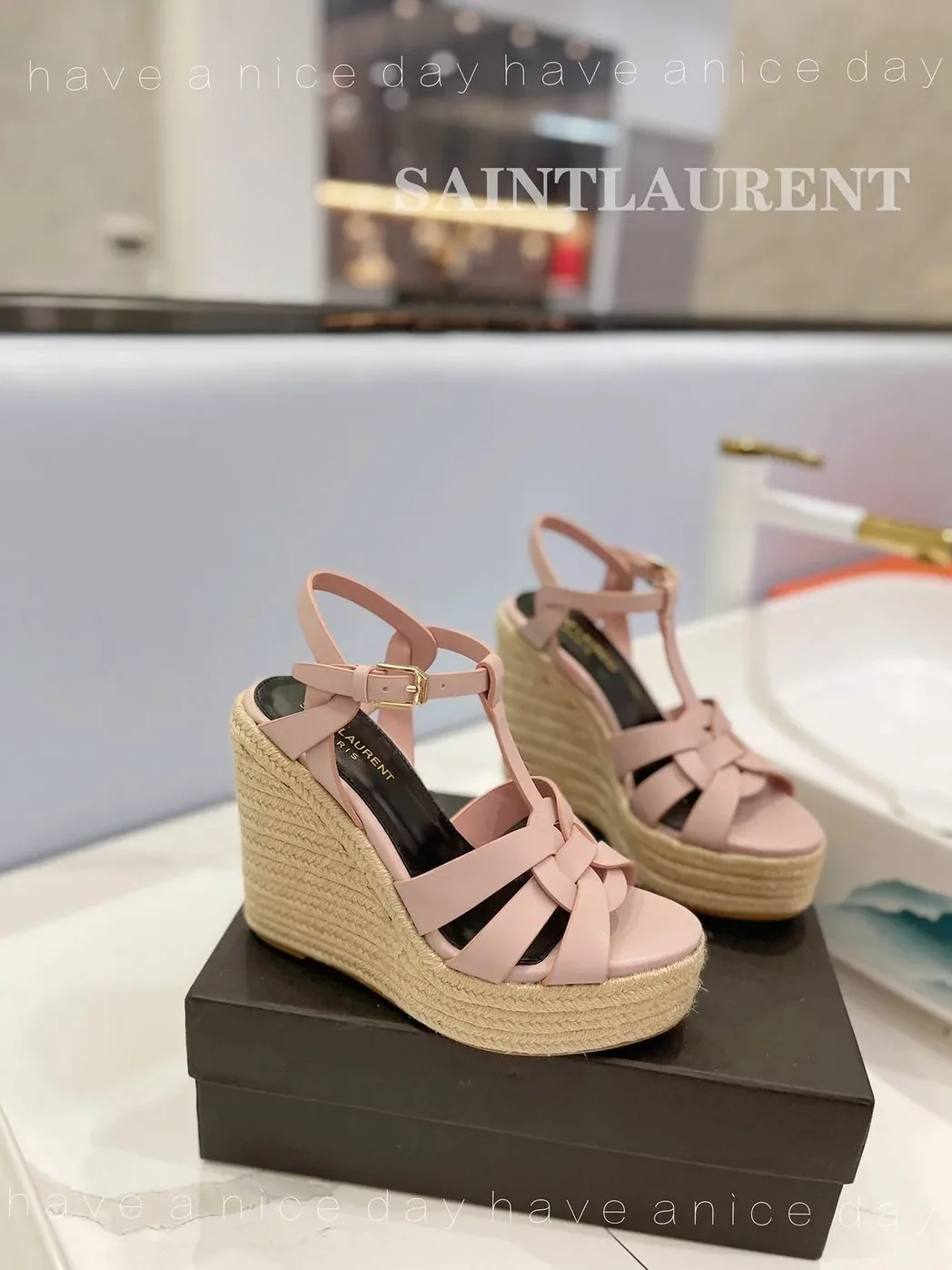 Saint Laurent Tribute Espadrilles In Smooth Light Pink Saint Laurent Tribute Espadrilles In Smooth Light Pink