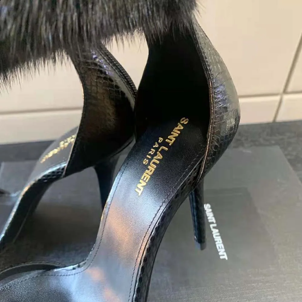 Saint Laurent YSL Satine Sandals in Lacquered Ayers for Women Saint Laurent YSL Satine Sandals in Lacquered Ayers for Women