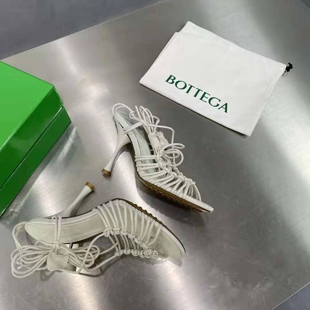 Bottega Veneta Dot Leather Sandals for Women in White