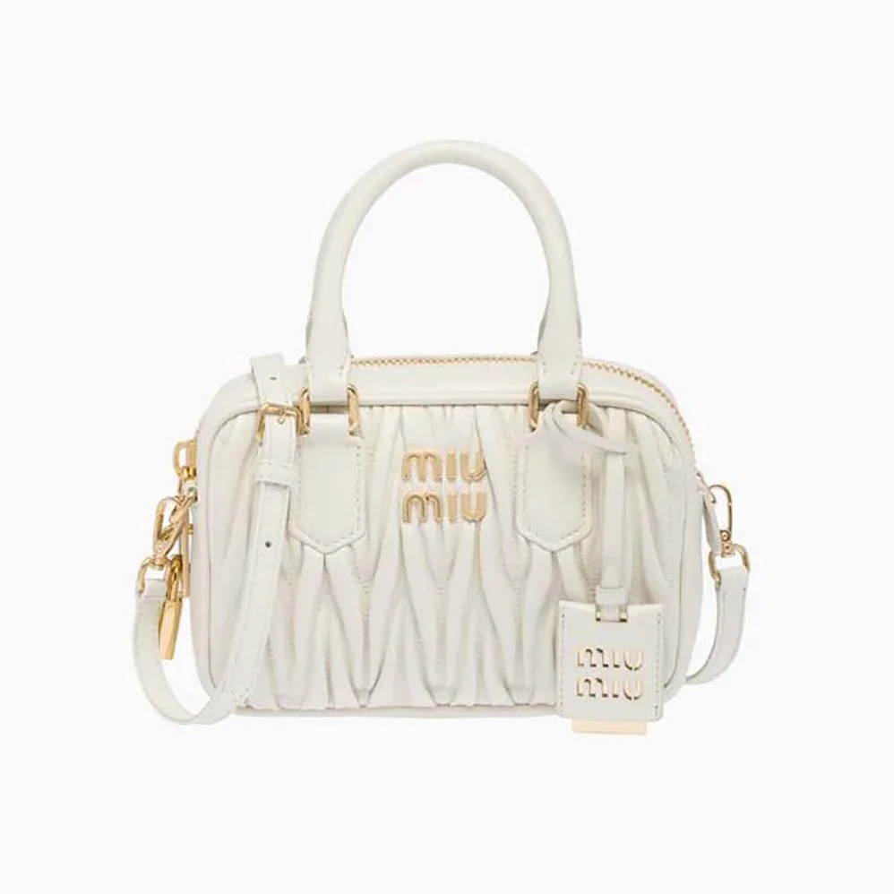 Miu Miu Matelassé Nappa Leather Top-Handle Bag for Women in White