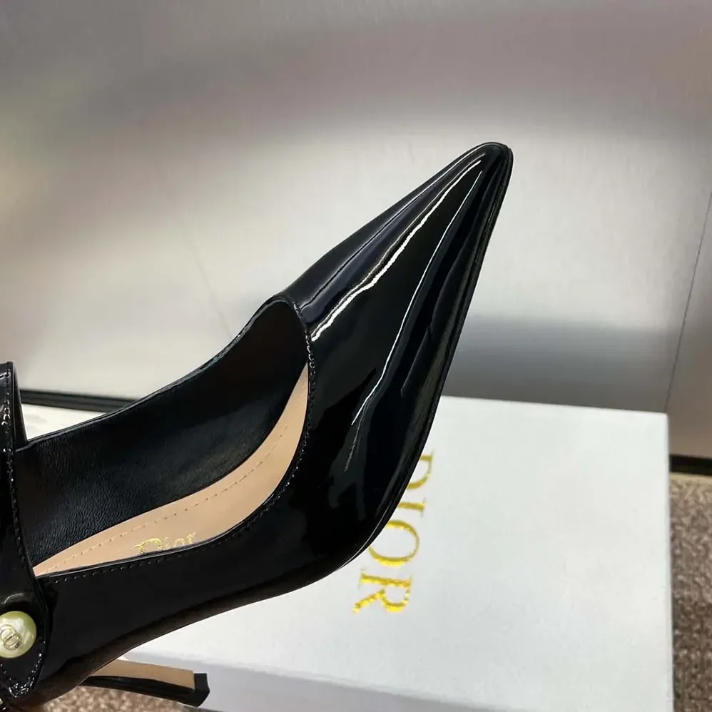 Dior Jolie Dior Heeled Mule Black Patent Calfskin for Women Dior Jolie Dior Heeled Mule Black Patent Calfskin for Women