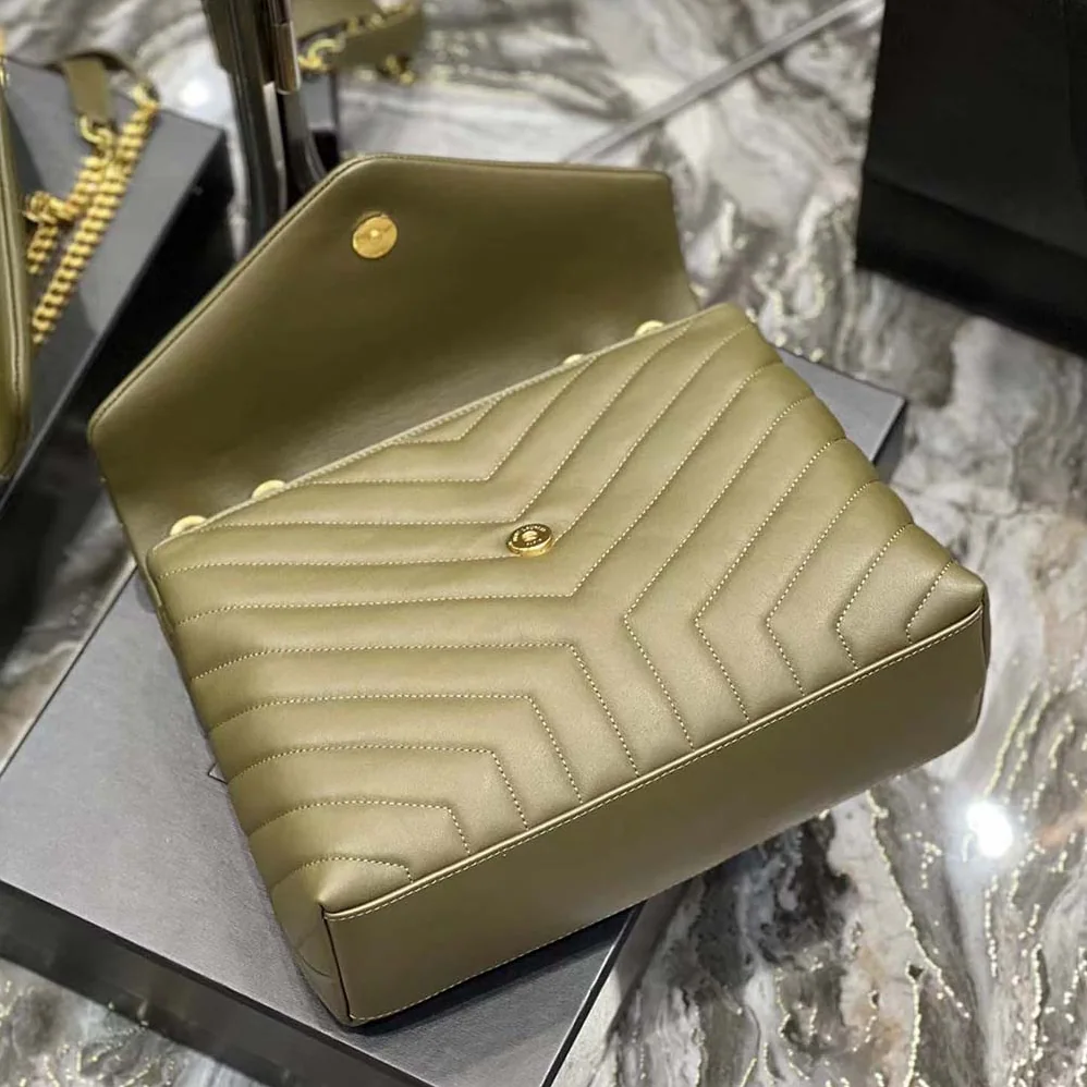 Saint Laurent YSL Loulou Medium Bag in Matelassé Y Leather for Women in Green