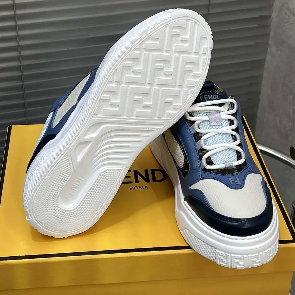 Fendi Force Sneakers White Light Blue and Blue Leather Low for Unisex in tops Fendi Force Sneakers White Light Blue and Blue Leather Low for Unisex in tops