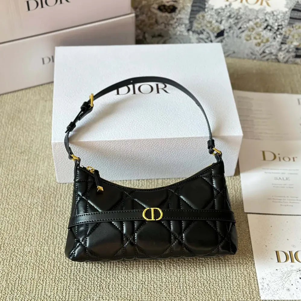 Dior Miss Caro Cigale Mini Bag Black Macrocannage Lambskin for Women