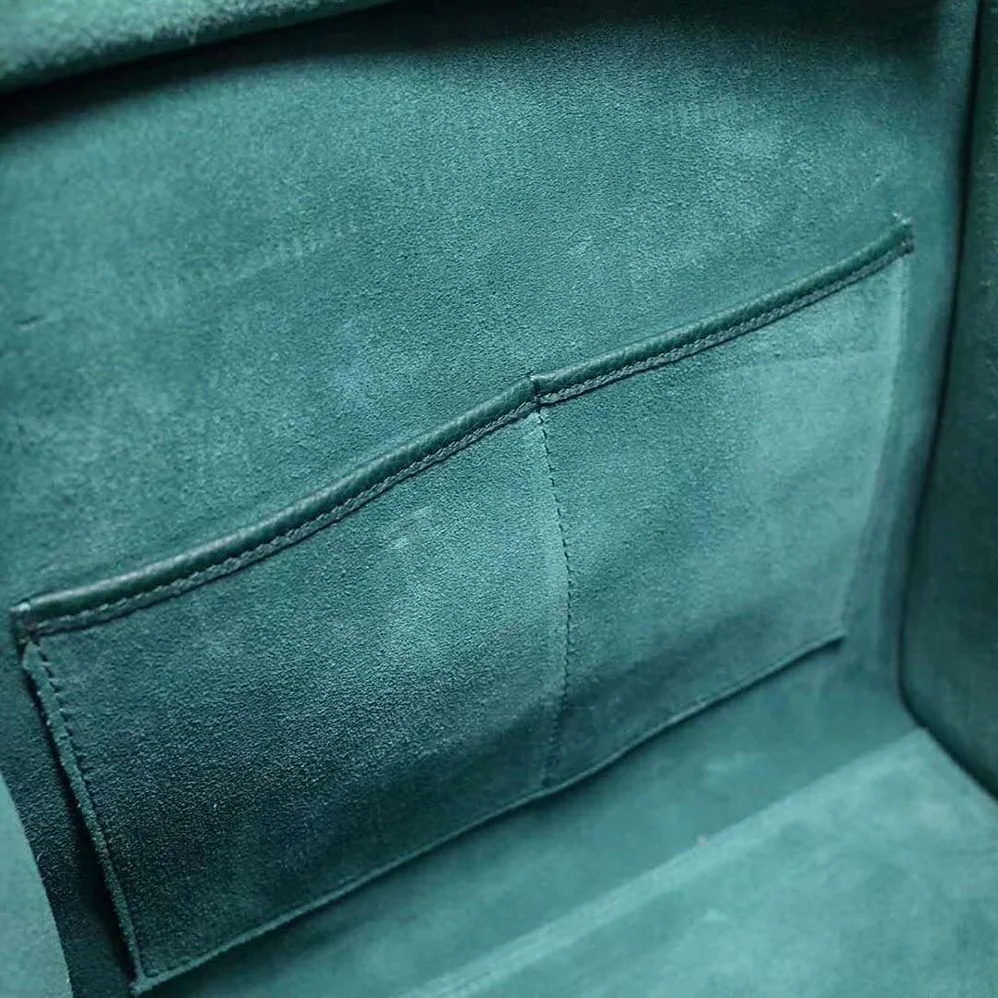 Celine Micro Luggage Handbag in Drummed Calfskin for Women in Dark Green Celine Micro Luggage Handbag in Drummed Calfskin for Women in Dark Green