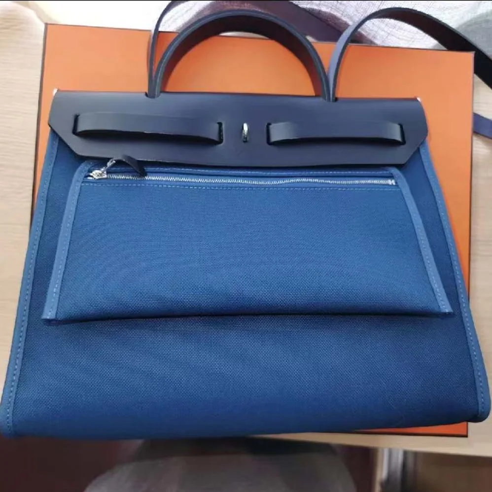 Hermes Herbag Zip 31 Bag for Women in Navy/Black Hermes Herbag Zip 31 Bag for Women in Navy/Black