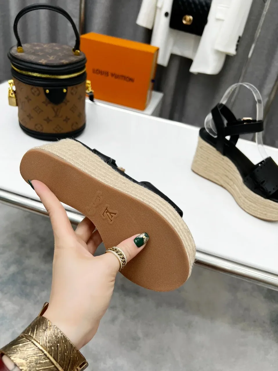 Louis Vuitton Starboard Wedge Sandal Black for Women