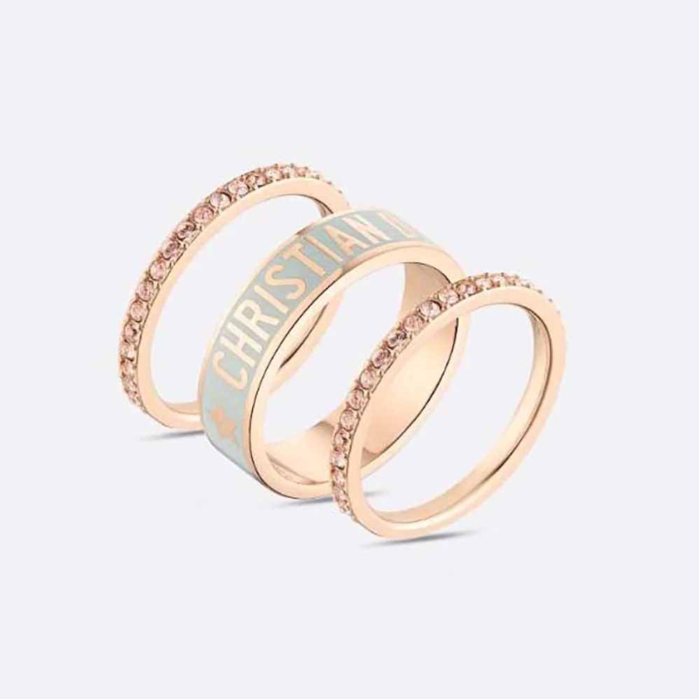 Dior Code Ring Set Pink-Finish Metal, Pink Crystals and Placid Blue Lacquer for Women