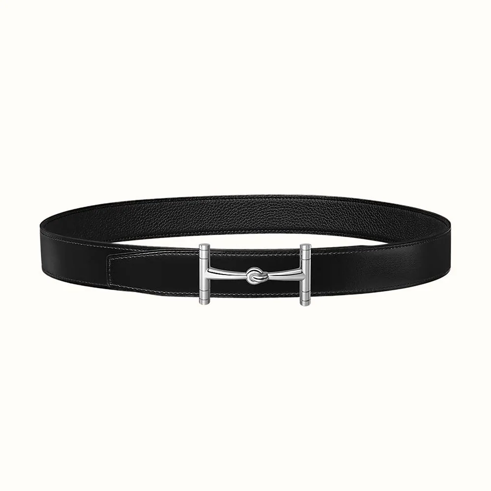 Hermes H Hippique Belt Buckle & Reversible Leather Strap 32 mm for Women in Black