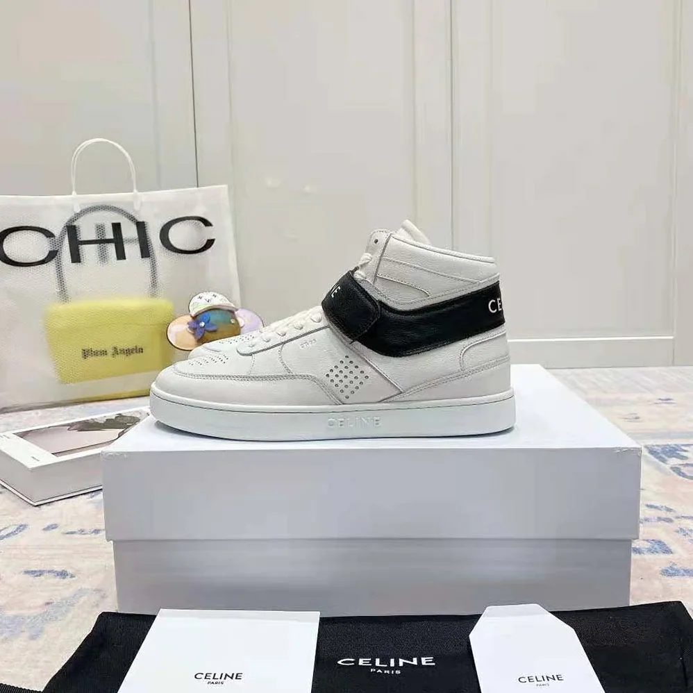 Celine CT-03 High Sneaker with Scratch in Calfskin for Men in White Celine CT-03 High Sneaker with Scratch in Calfskin for Men in White