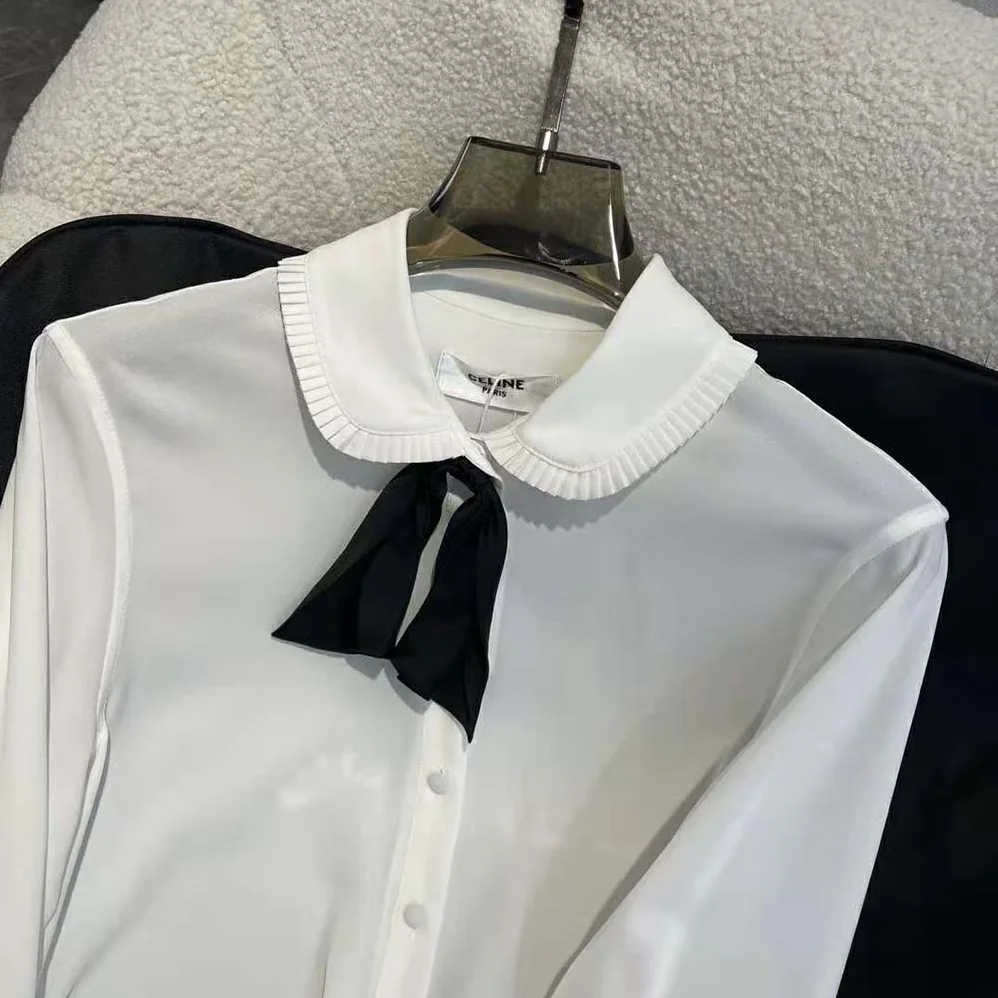 Celine Cropped Romy Shirt in Silk Crepe for Women
