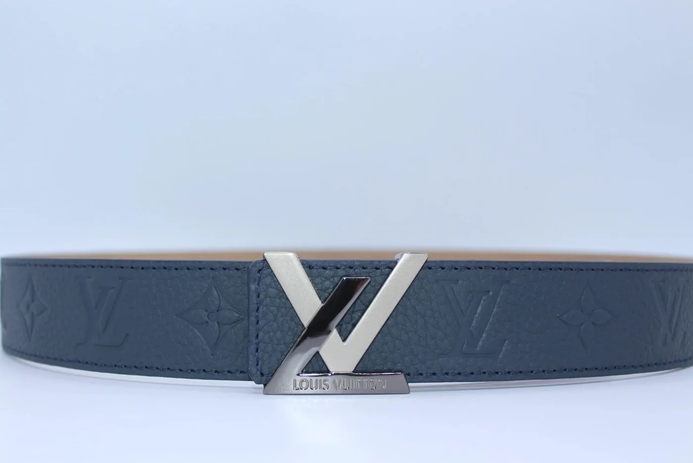 New Buckle Dark Blue Leather Belt