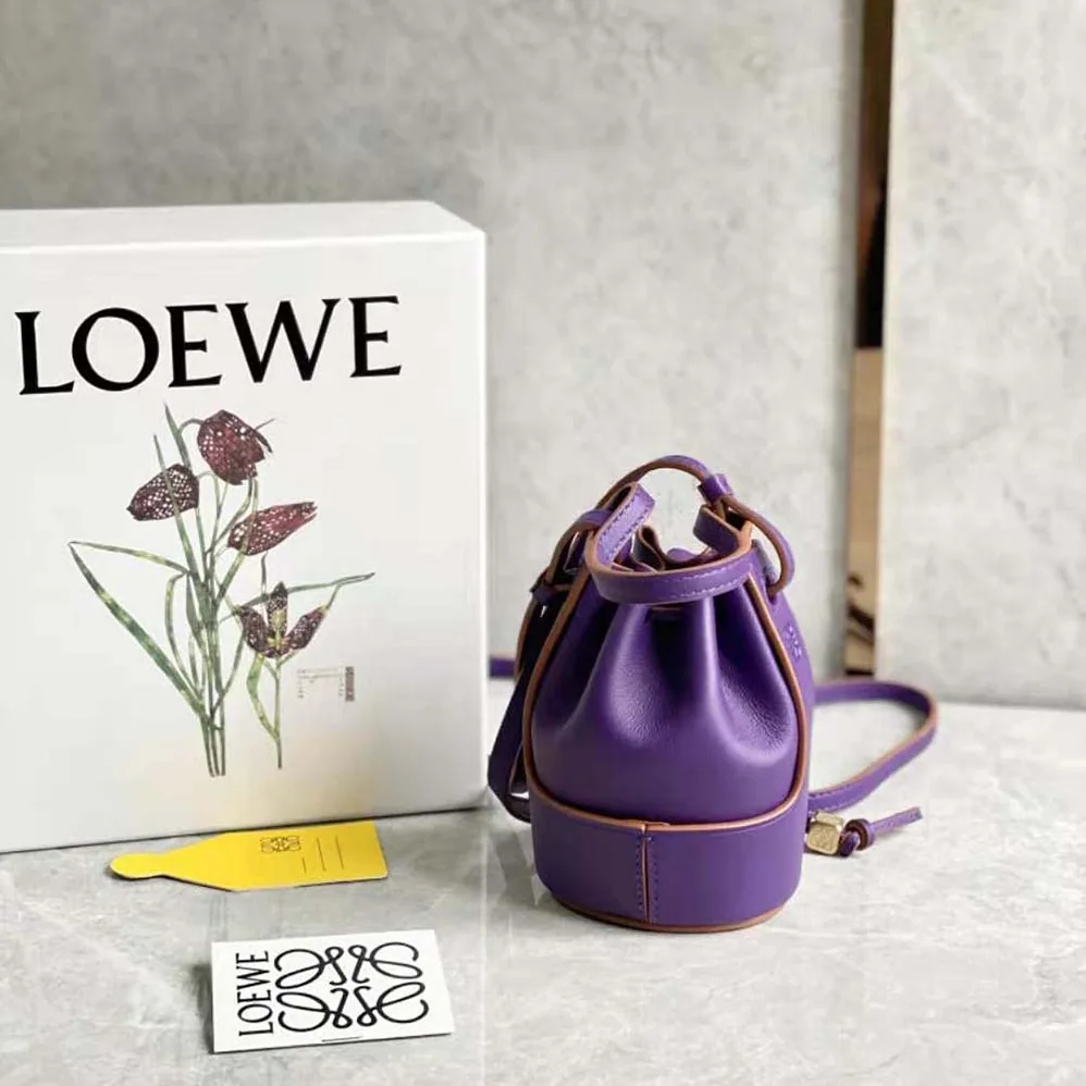 Loewe Nano Balloon Bag in Nappa and Calfskin for Women in Purple Loewe Nano Balloon Bag in Nappa and Calfskin for Women in Purple