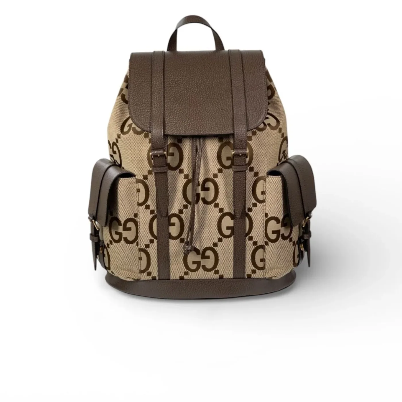 Gucci Backpack With Jumbo GG Camel And Ebony Jumbo GG Canvas / Gucci Backpack With Jumbo GG Camel And Ebony Jumbo GG Canvas /