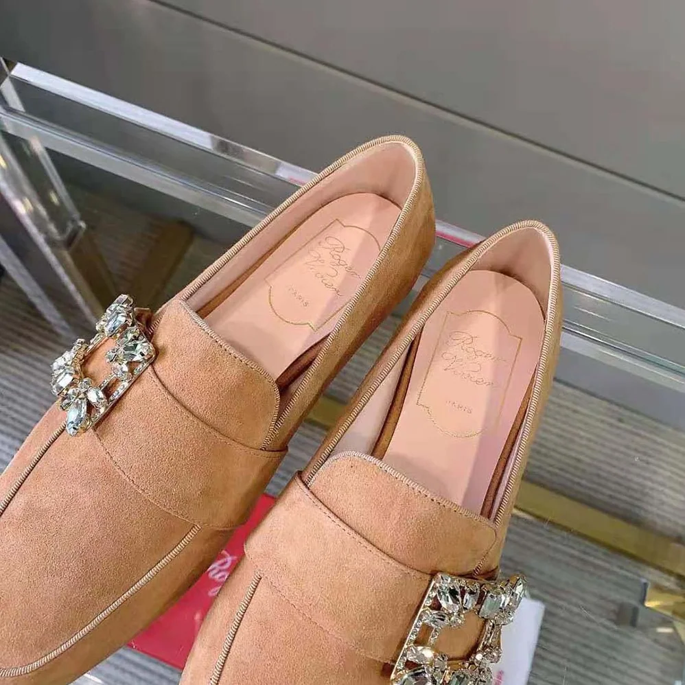 Roger Vivier Mini Broche Vivier Buckle Loafers in Suede for Women Roger Vivier Mini Broche Vivier Buckle Loafers in Suede for Women