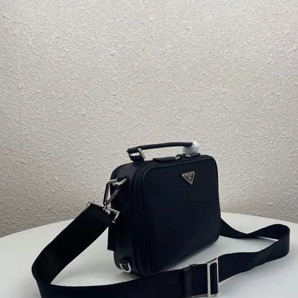 Prada Brique Saffiano Leather Cross-Body Bag for Men in Black