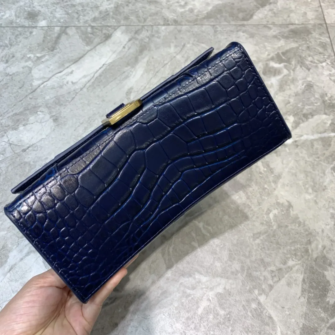 Balenciaga Hourglass Small Handbag In Dark Blue