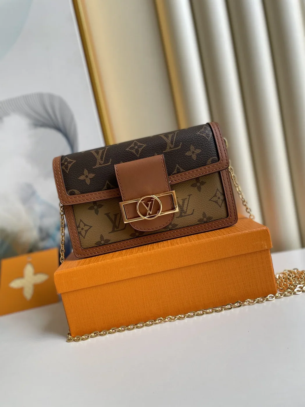 Louis Vuitton Dauphine Chain Wallet Combines Monogram And Monogram Reverse Canvas By Nicolas Ghesquière