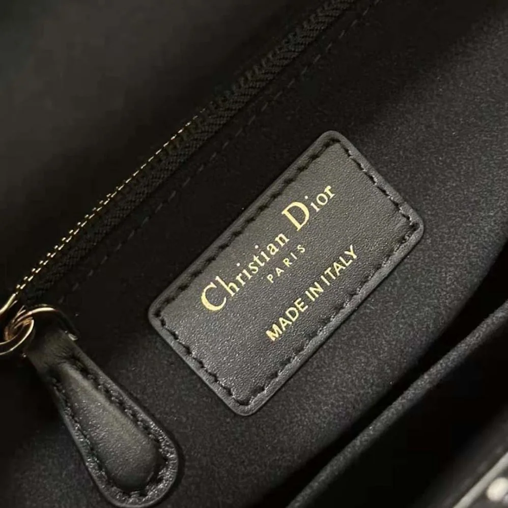 Dior Medium Lady D-lite Bag Black Cannage Tweed for Women Dior Medium Lady D-lite Bag Black Cannage Tweed for Women