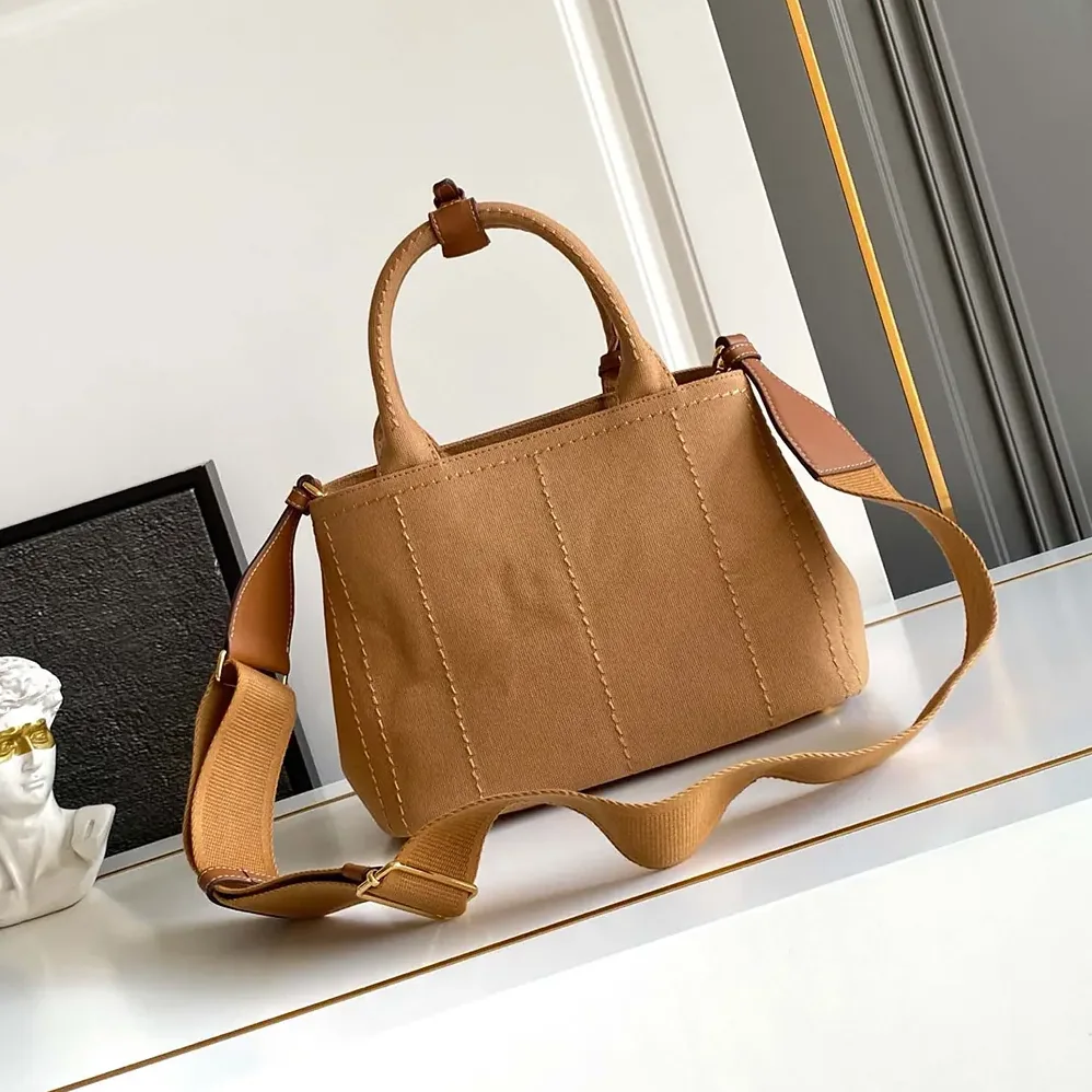 Prada Jardinière Small Cotton Canvas Handbag for Women in Brown