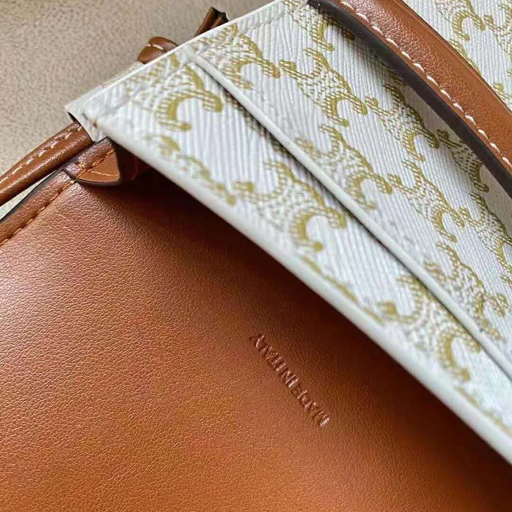 Celine Phone Pouch with Flap in Triomphe Canvas and Lambskin for Women in Beige Celine Phone Pouch with Flap in Triomphe Canvas and Lambskin for Women in Beige