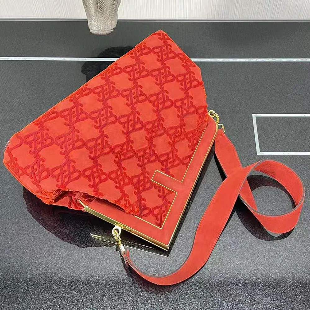 Fendi First Medium Red Suede Bag for Women in Red Fendi First Medium Red Suede Bag for Women in Red