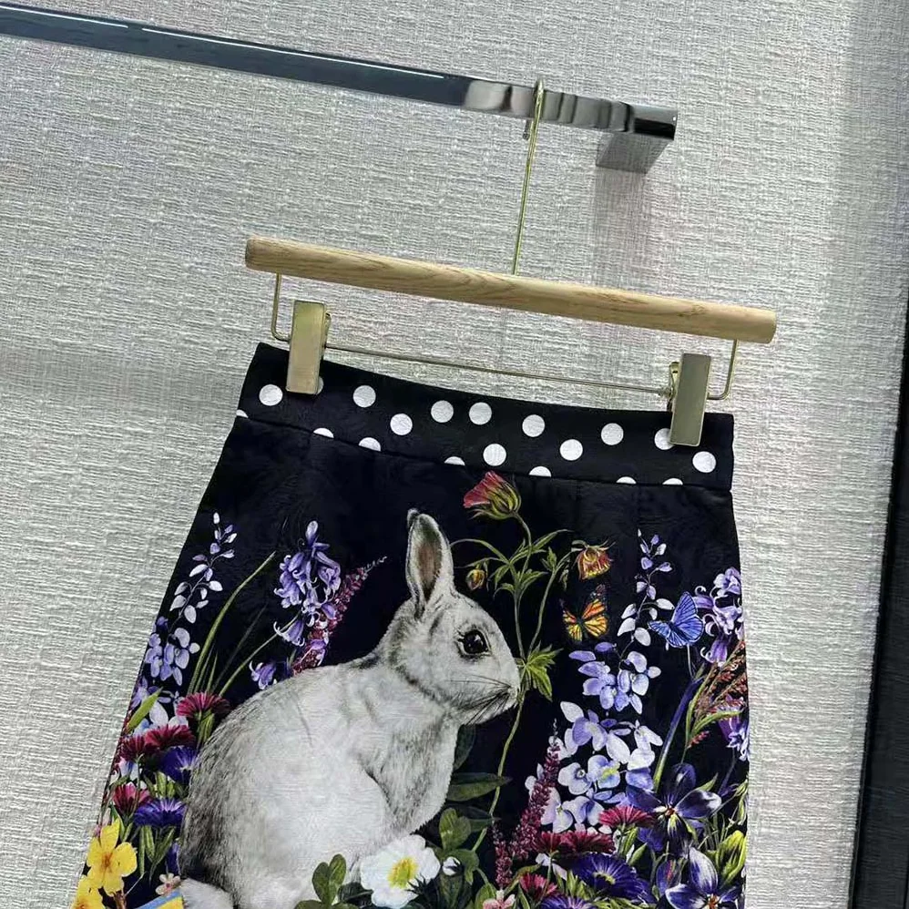 Dolce Gabbana D&G Rabbit for Women in Print Brocade Miniskirt