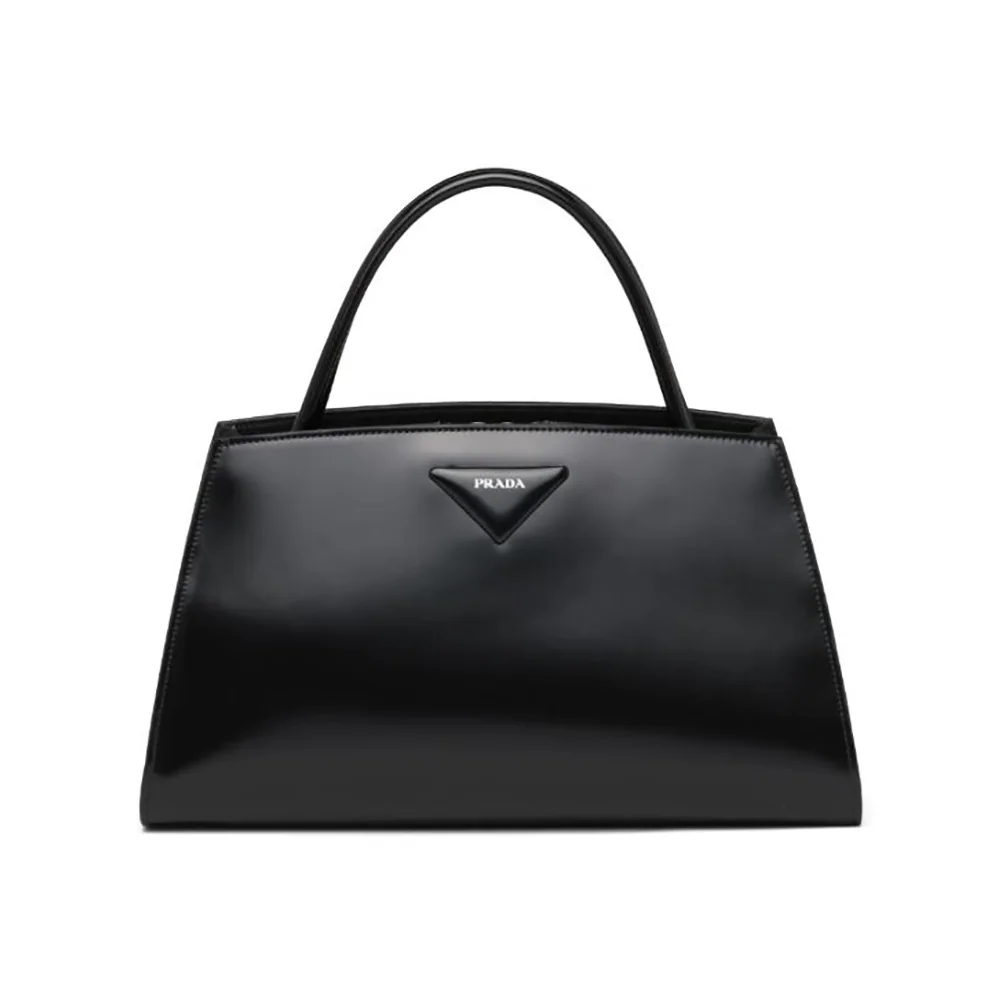 Prada Brushed Leather Handbag for Women in Black