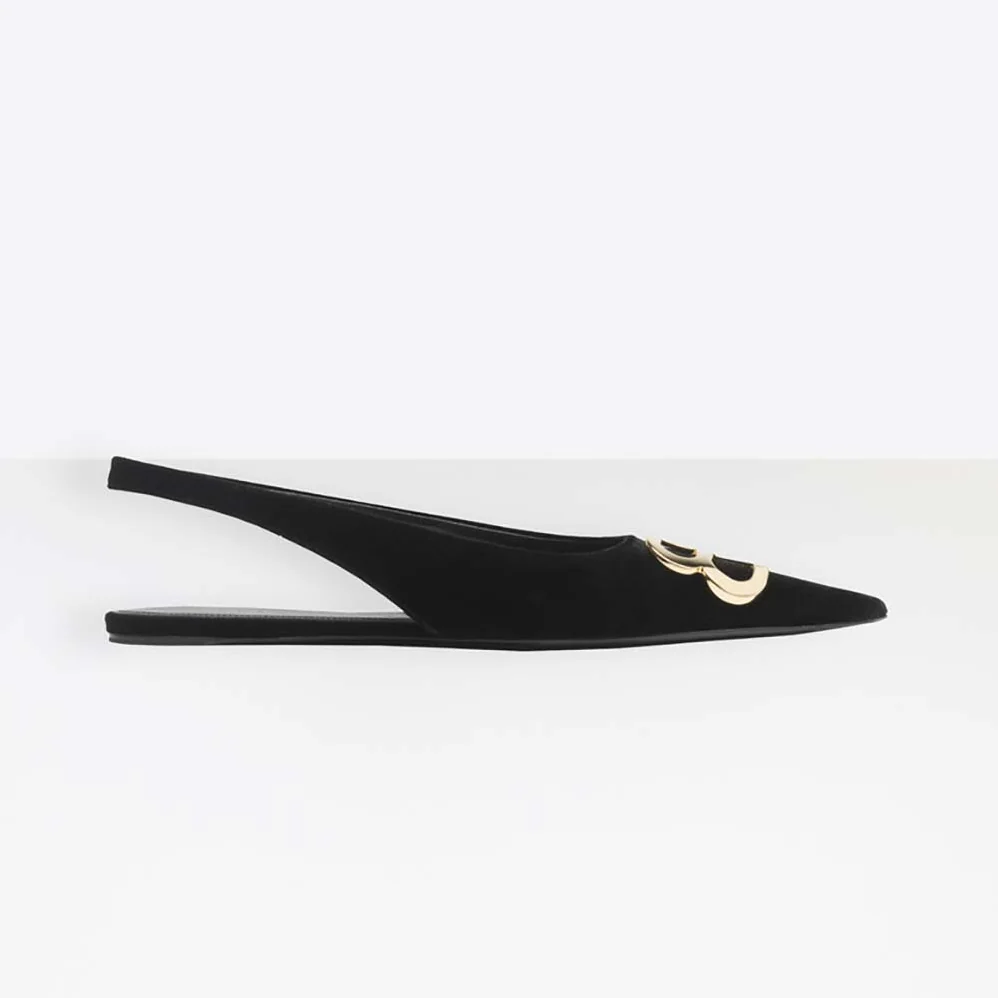 Balenciaga Shoes BB Slingback Velvet 5mm Heel for Women in Black Balenciaga Shoes BB Slingback Velvet 5mm Heel for Women in Black