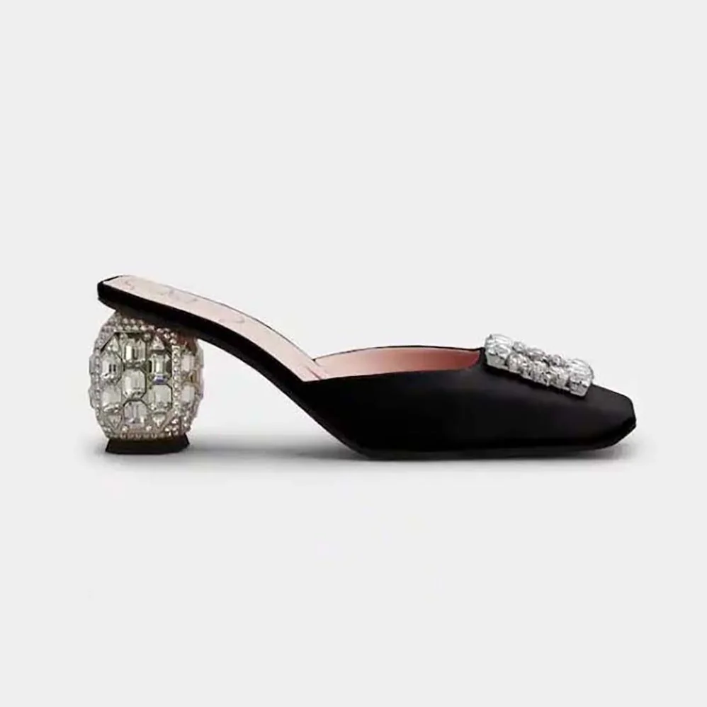 Roger Vivier Mules Rhinestone Buckle in Satin for Women Roger Vivier Mules Rhinestone Buckle in Satin for Women