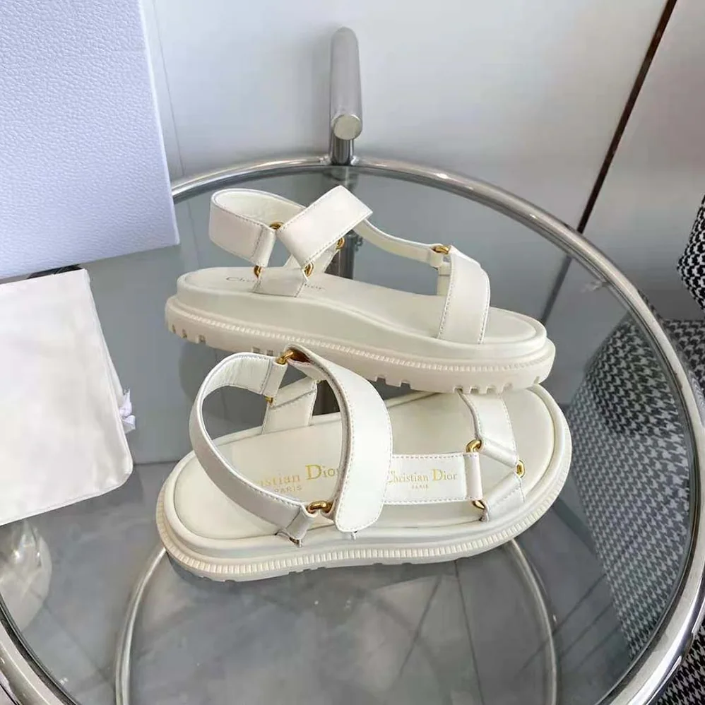 Dior D for Women in Wave Sandal White Lambskin Dior D for Women in Wave Sandal White Lambskin