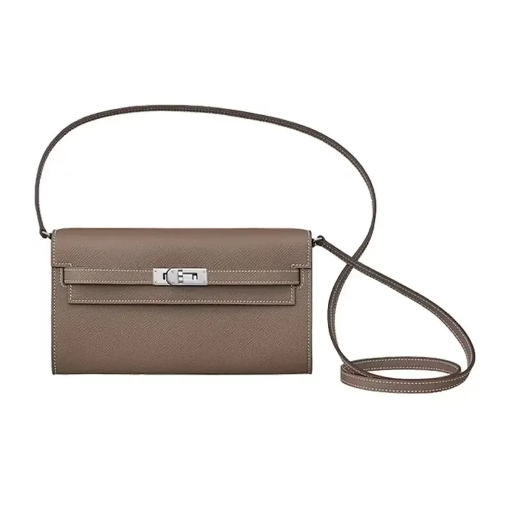 Hermes Kelly To Go in Epsom Leather for Women in Grey/Silver