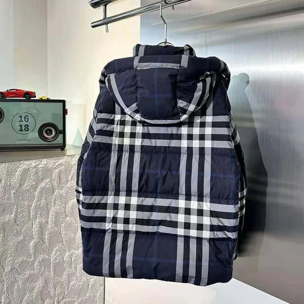 Burberry Detachable Hood Night Check Puffer Jacket for Women