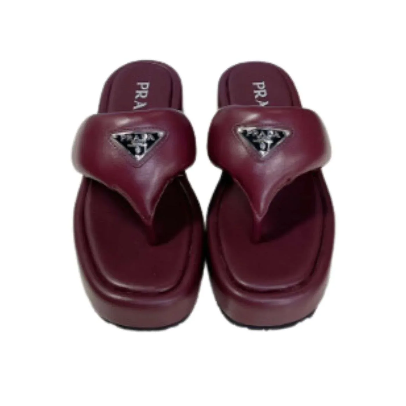 Prada Soft Padded Nappa Wedge Sandals Burgundy Prada Soft Padded Nappa Wedge Sandals Burgundy