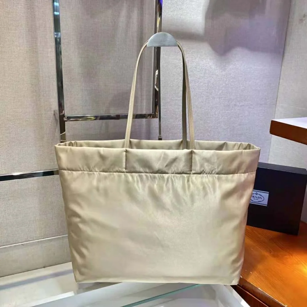Prada Re-Nylon and Saffiano Leather Tote Bag for Women in Beige Prada Re-Nylon and Saffiano Leather Tote Bag for Women in Beige