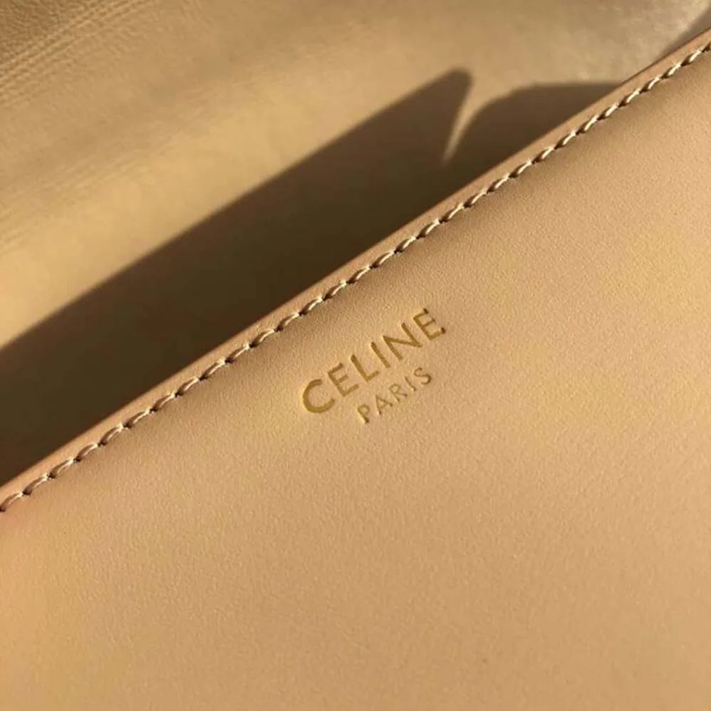 Celine Teen Triomphe Bag in Shiny Calfskin for Women in Sandy