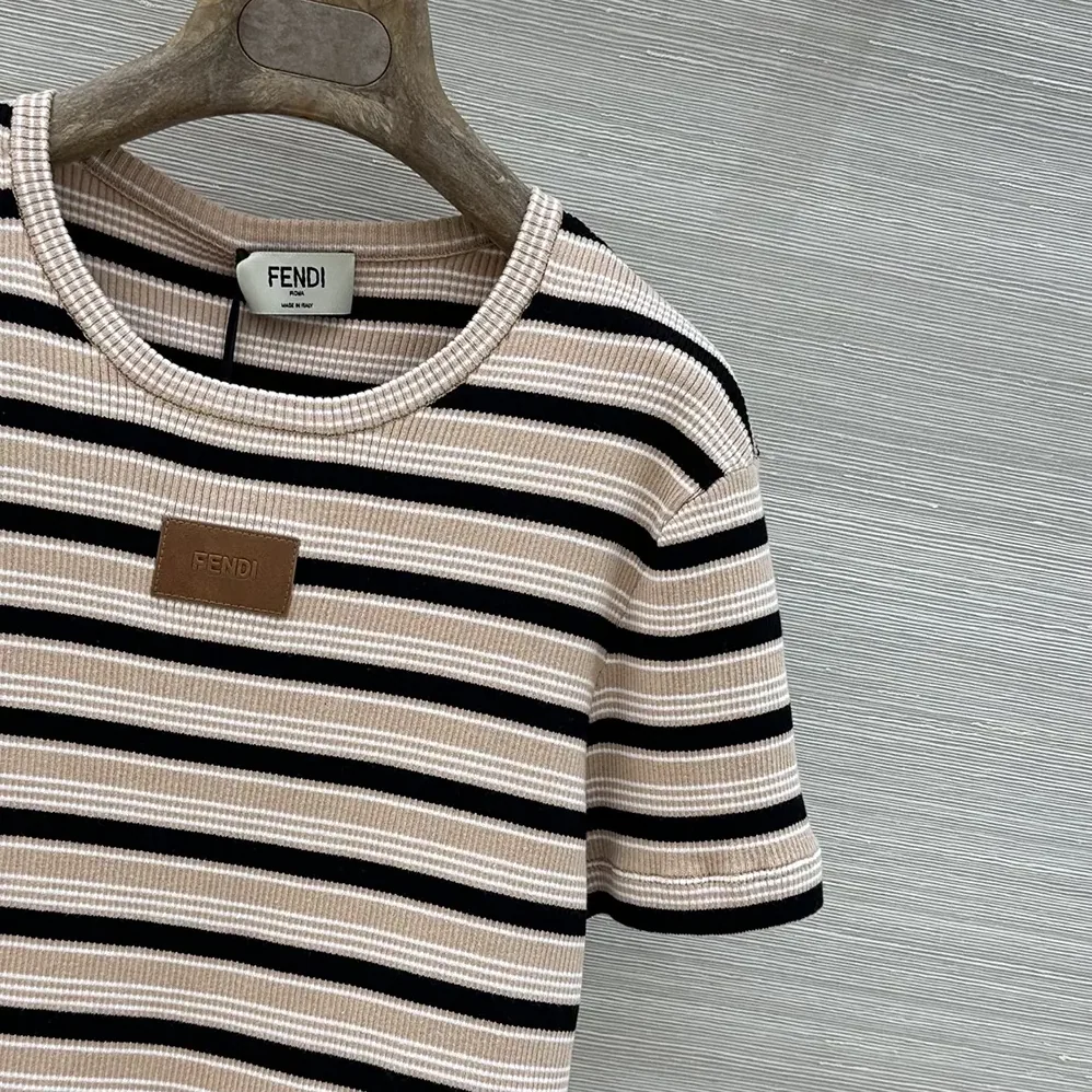 Fendi Top Multicolor Striped Cotton Jumper for Women Fendi Top Multicolor Striped Cotton Jumper for Women