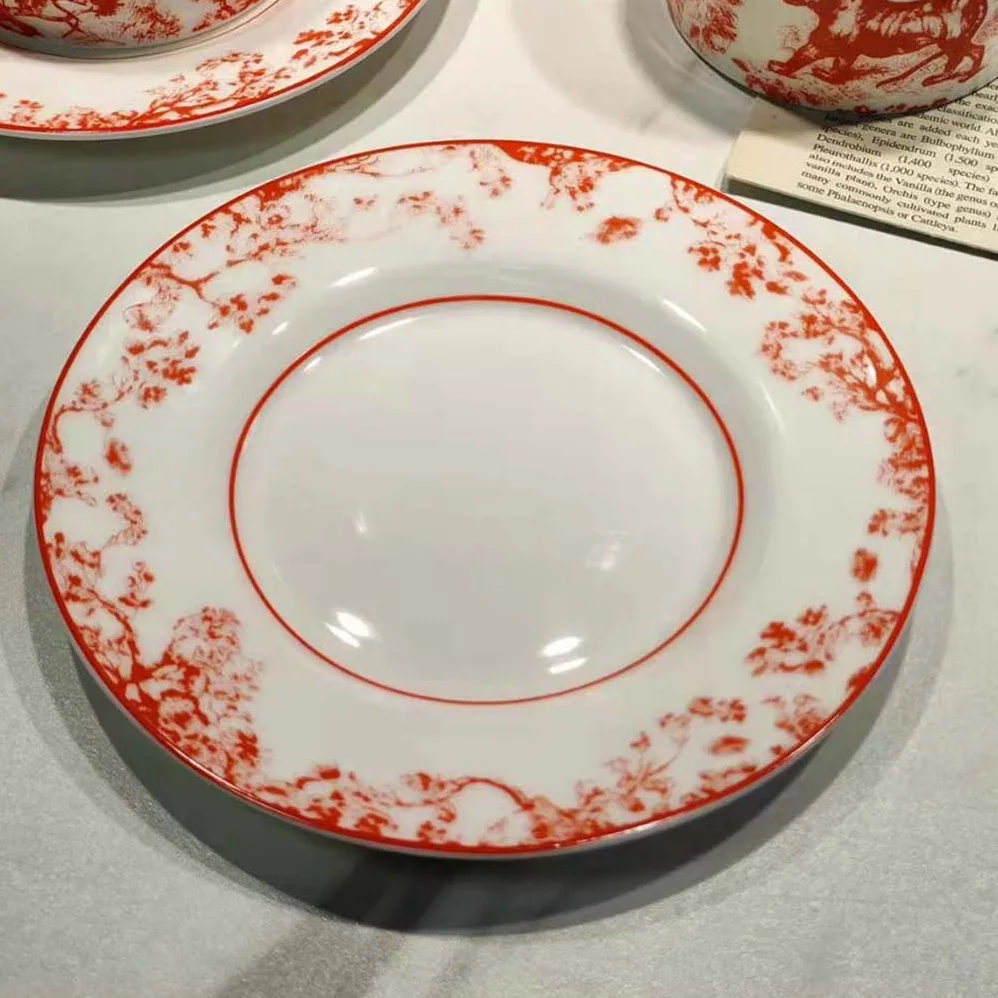 Dior Teacup Saucer Red Toile De Jouy for Unisex