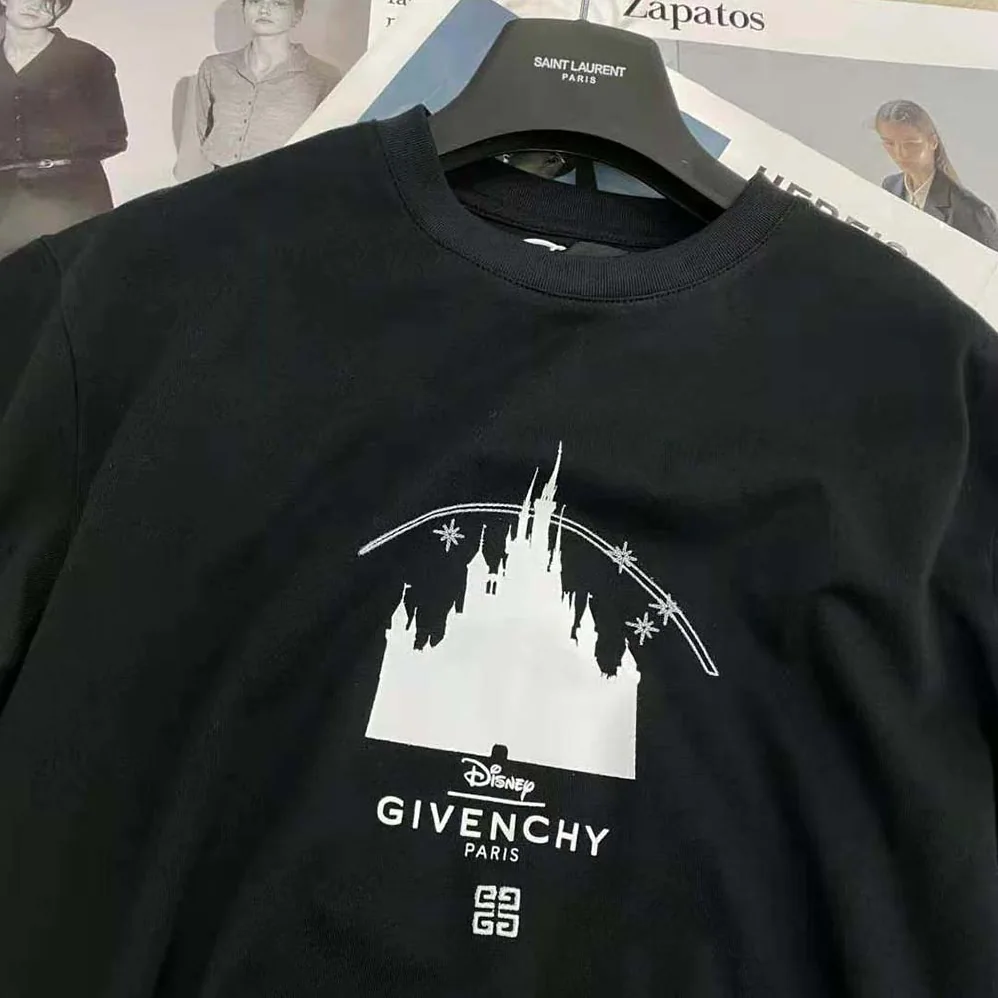 Givenchy Disney Castle Slim Fit T-shirt in Jersey with Print for Men in Black