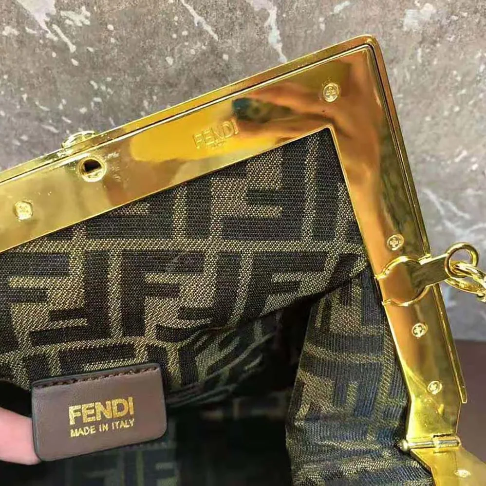 Fendi First Medium Fendace White Printed Silk Bag for Women