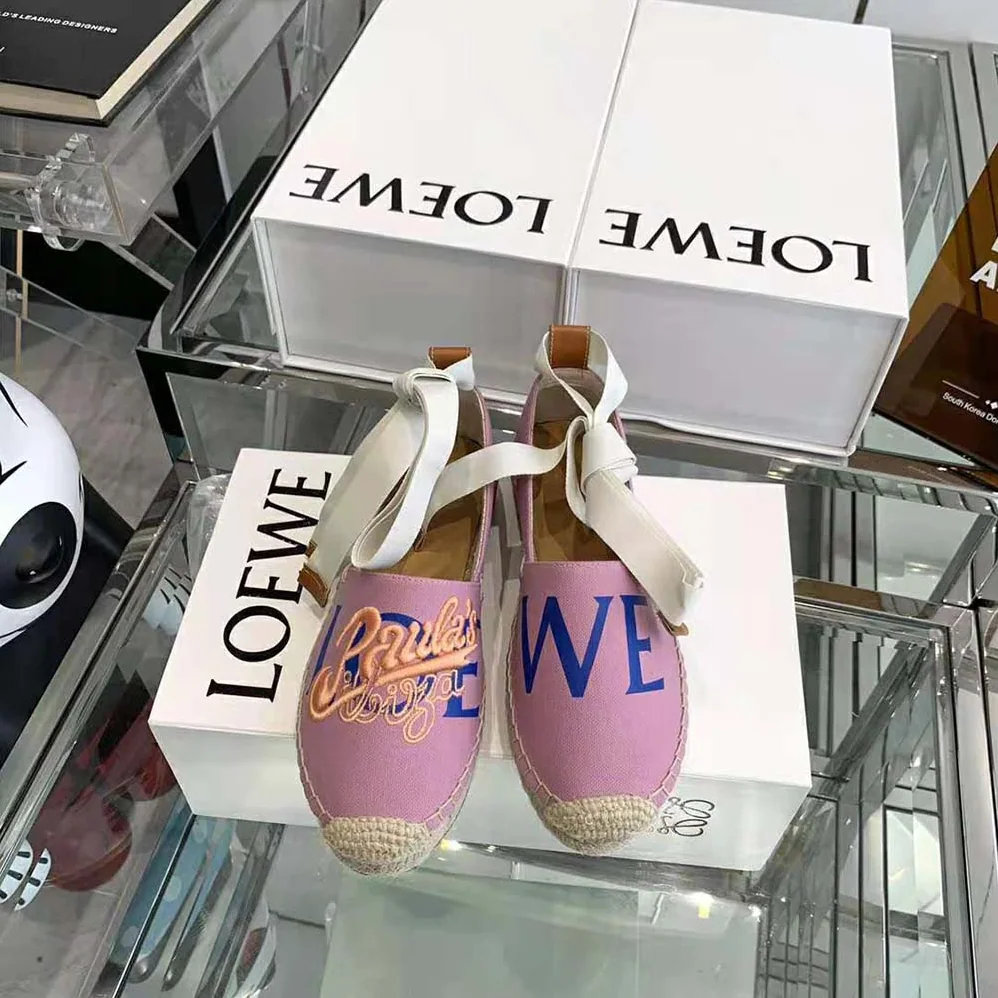 Loewe Paulas Ibiza Espadrille in Canvas for Women in Pink Loewe Paulas Ibiza Espadrille in Canvas for Women in Pink