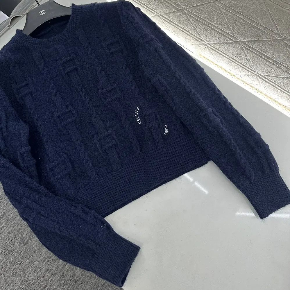 Celine Crewneck Sweater in Chains Cashmere for Men in Navy Celine Crewneck Sweater in Chains Cashmere for Men in Navy
