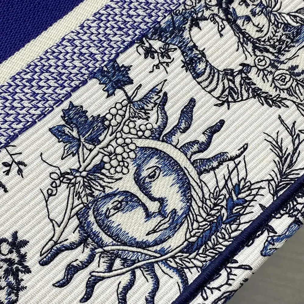 Dior Medium Dior Book Tote White and Navy Blue Toile de Jouy Soleil Embroidery for Women Dior Medium Dior Book Tote White and Navy Blue Toile de Jouy Soleil Embroidery for Women
