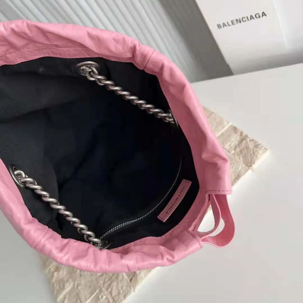 Balenciaga Crush Small Tote Bag in Pink Crushed Calfskin for Women Balenciaga Crush Small Tote Bag in Pink Crushed Calfskin for Women