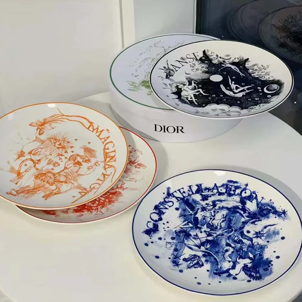 Dior Set of 4 Dinner Plates Multicolor ABCDIOR Imagination, Danse, Constellation, Rêve for Unisex Dior Set of 4 Dinner Plates Multicolor ABCDIOR Imagination, Danse, Constellation, Rêve for Unisex