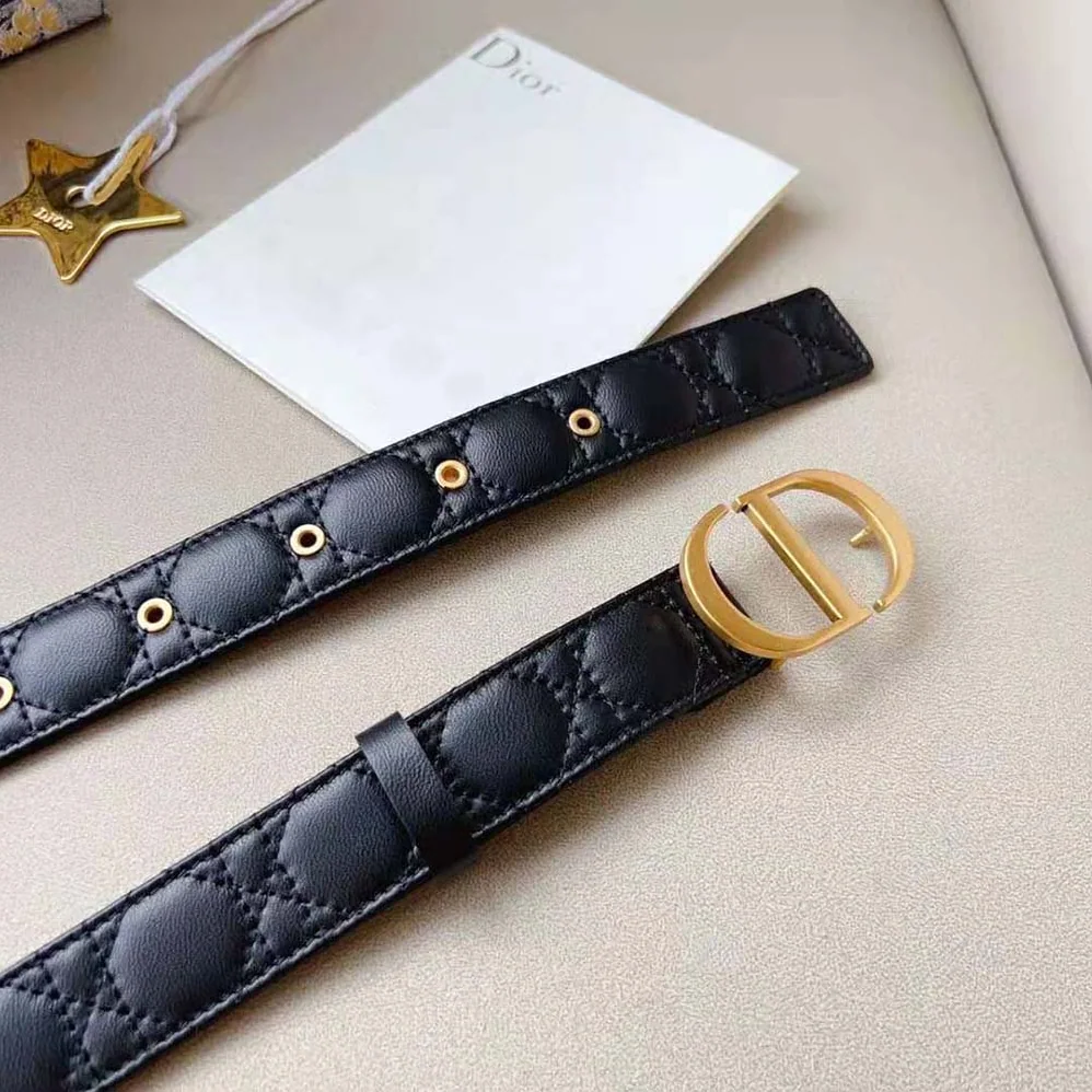 Dior 30 Montaigne Belt Black Cannage Calfskin 30 MM for Women