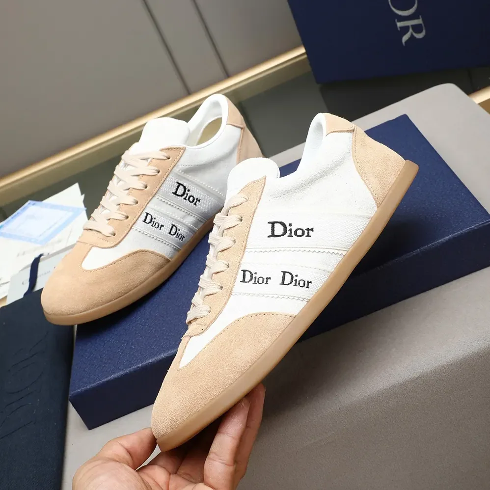 Dior Ribbon Sneaker White and Beige Suede Calfskin for Unisex Dior Ribbon Sneaker White and Beige Suede Calfskin for Unisex